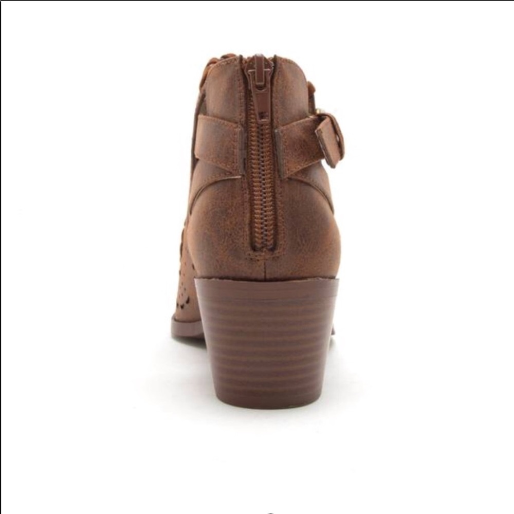 Cut out faux leather booties Cognac - Picture 4 of 4